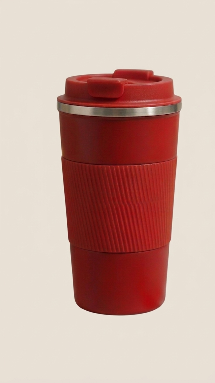Smart Mug with LED display & rubber grip. Keeps drinks warm 6hrs, cold 12hrs. 380ml, available in black, white & red